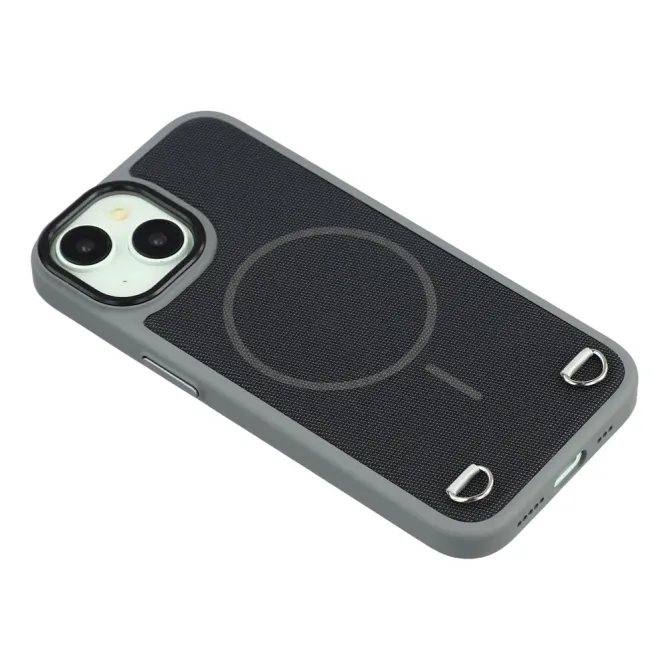 Coque iPhone 15 MagSafe tissu technique avec porte-cartes