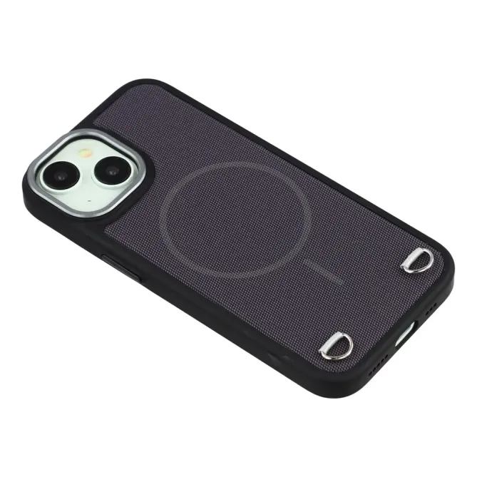 Coque iPhone 15 MagSafe tissu technique avec porte-cartes