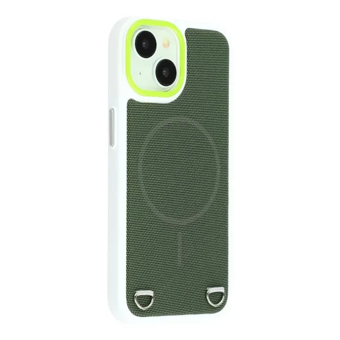 Coque iPhone 15 MagSafe tissu technique avec porte-cartes