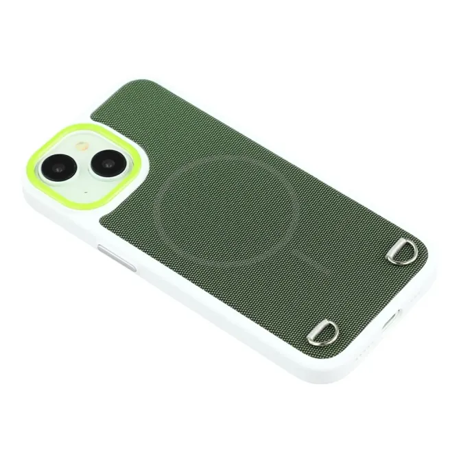 Coque iPhone 15 MagSafe tissu technique avec porte-cartes