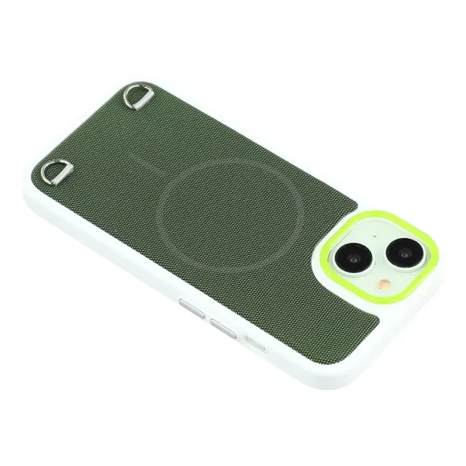 Coque iPhone 15 MagSafe tissu technique avec porte-cartes