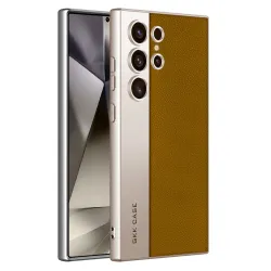 Coque Samsung Galaxy S24 Ultra cuir métal brossé mate