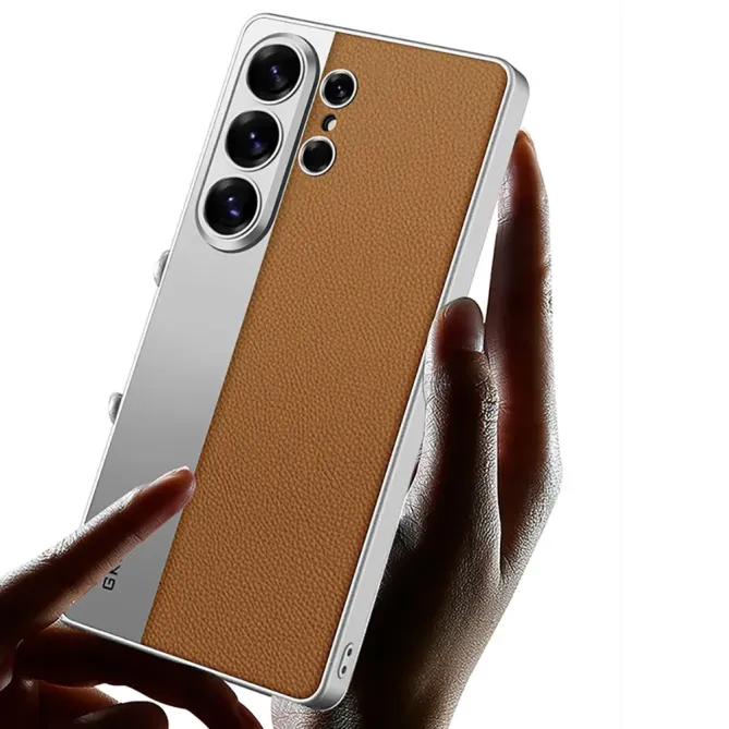 Coque Samsung Galaxy S26 Ultra cuir métal brossé mate