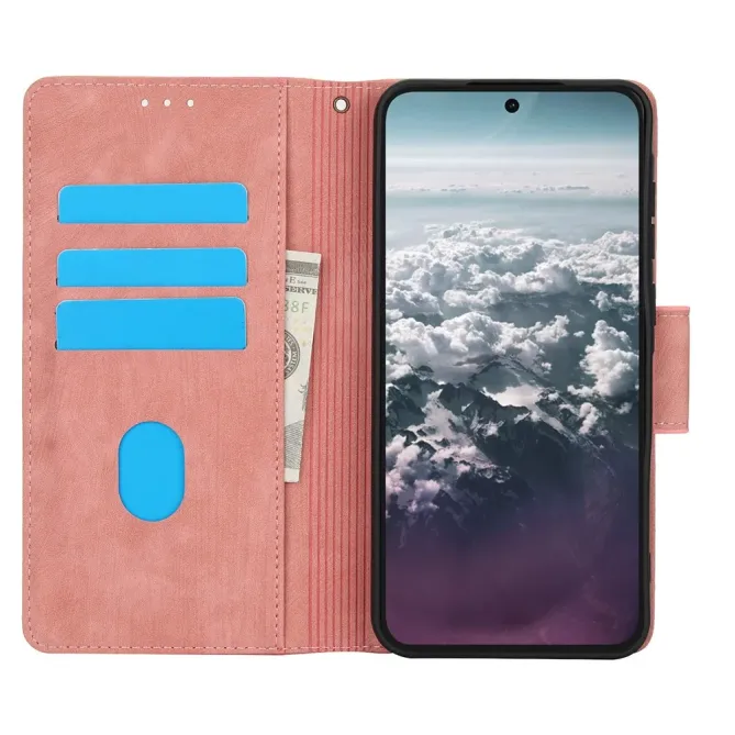 Housse Samsung Galaxy A57 cuir fleur papillon avec dragonne