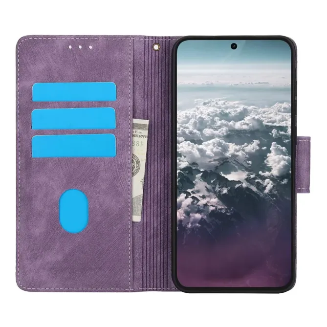 Housse Samsung Galaxy A57 cuir fleur papillon avec dragonne