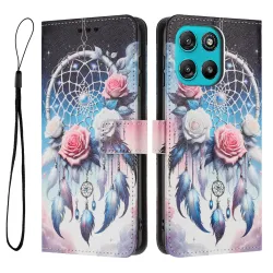 Housse Moto G57 Power / Moto G57, attrape-rêves et roses