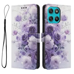 Housse Moto G57 Power / Moto G57, fleurs en dégradé violet