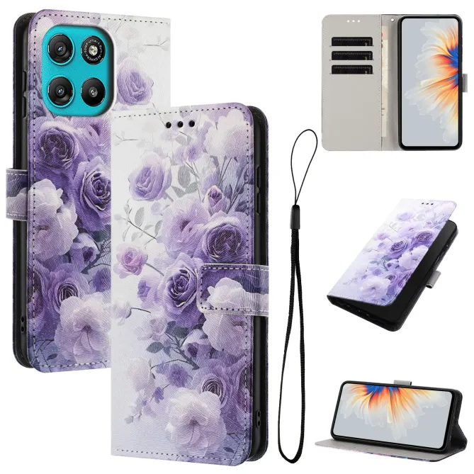 Housse Moto G57 Power / Moto G57, fleurs en dégradé violet