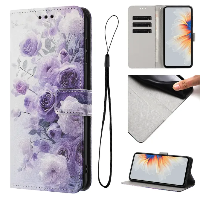 Housse Moto G57 Power / Moto G57, fleurs en dégradé violet