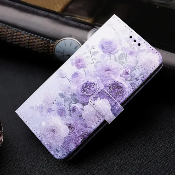 Housse Moto G57 Power / Moto G57, fleurs en dégradé violet