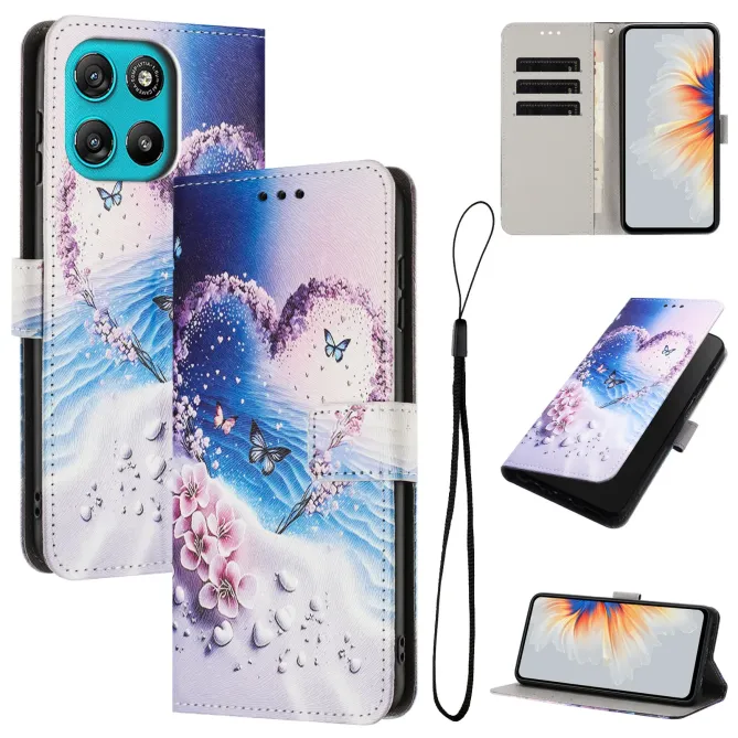 Housse Moto G57 Power / Moto G57, illustration cœur et papillons
