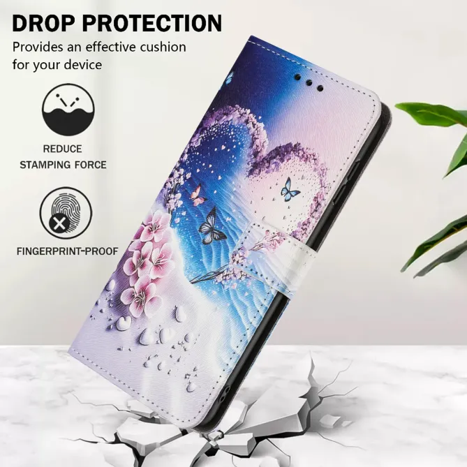 Housse Moto G57 Power / Moto G57, illustration cœur et papillons