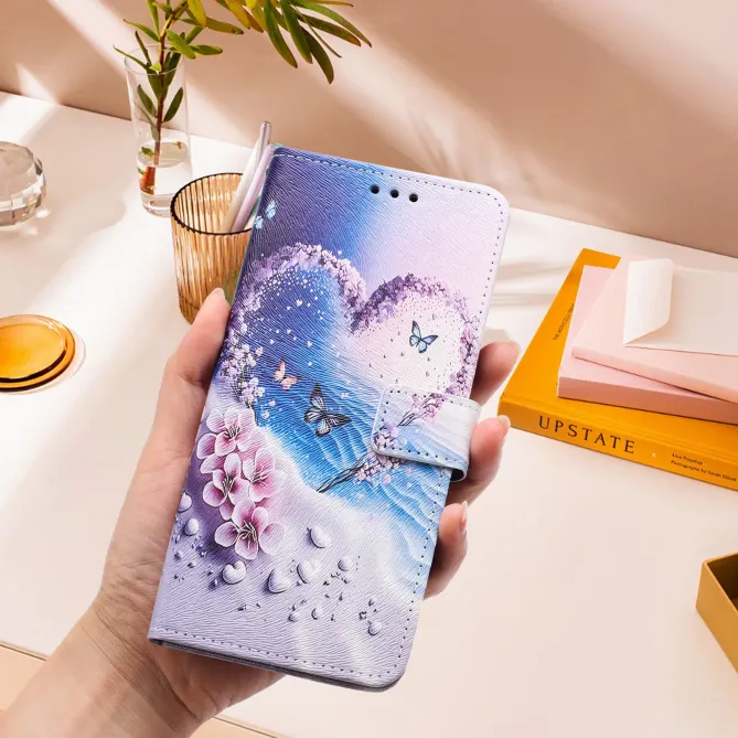 Housse Moto G57 Power / Moto G57, illustration cœur et papillons