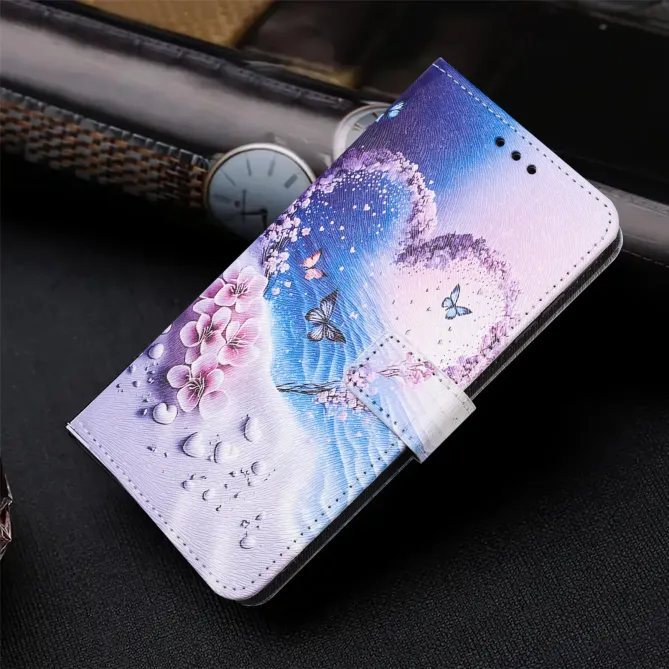Housse Moto G57 Power / Moto G57, illustration cœur et papillons