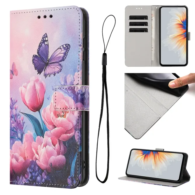 Housse Moto G57 Power / Moto G57, design papillon et fleurs