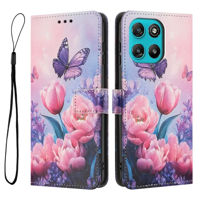 Housse Moto G57 Power / Moto G57, design papillon et fleurs