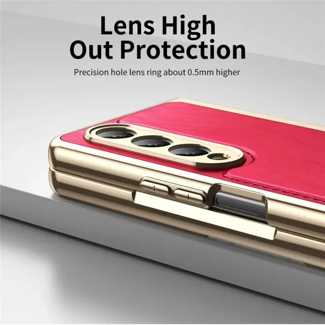 Coque Samsung Galaxy Z Fold 3 cuir PC électroplaqué + film verre intég