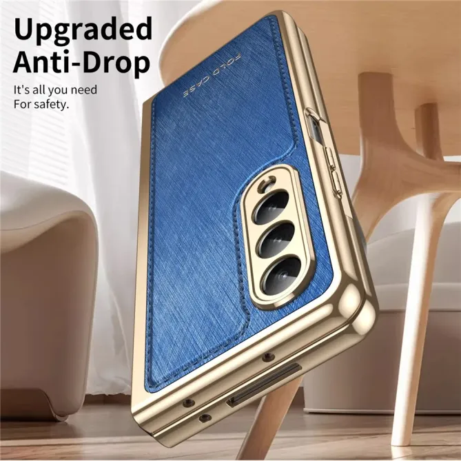 Coque Samsung Galaxy Z Fold 3 cuir PC électroplaqué + film verre intég