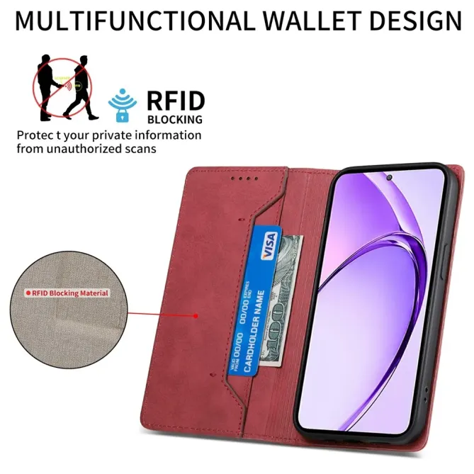 Housse Oppo Reno15 FS 5G / 15 F 5G portefeuille anti-RFID cuir vintage