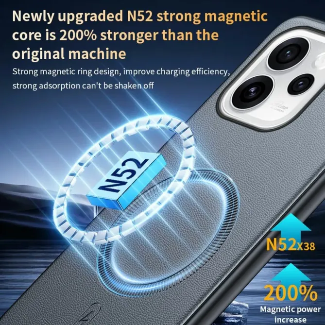 Coque Oppo Reno 15 cuir magnétique