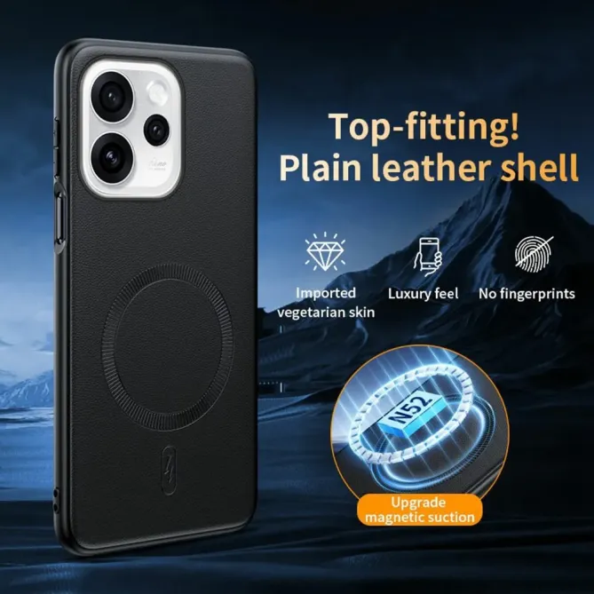 Coque Oppo Reno 15 cuir magnétique