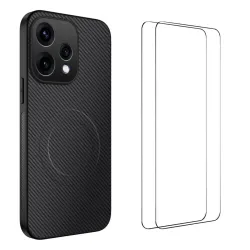 Coque Oppo Reno 15 Carbone MagSafe avec 2 Verres Trempés