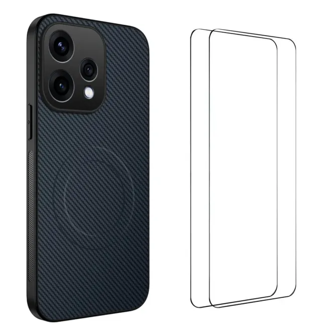 Coque Oppo Reno 15 Carbone MagSafe avec 2 Verres Trempés