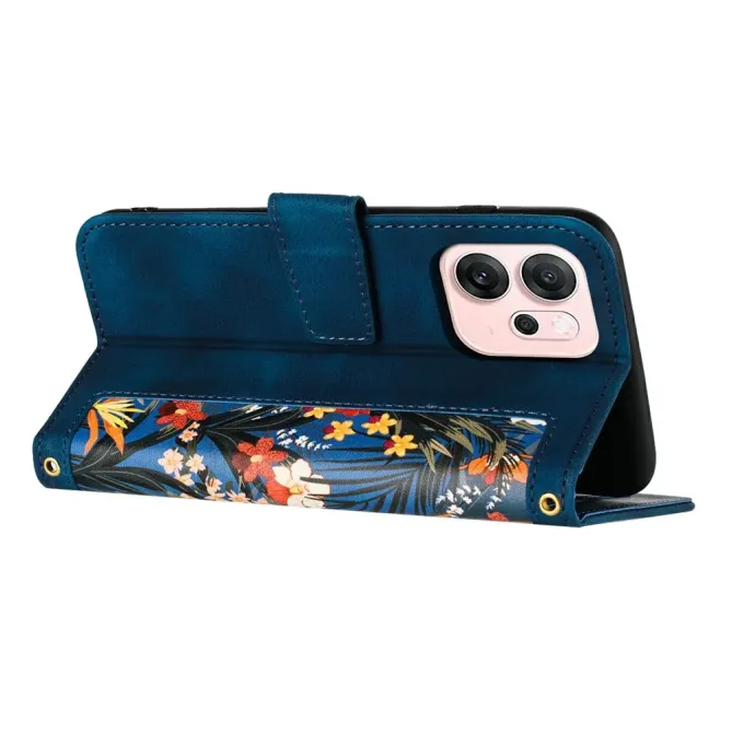 Housse Oppo Reno15 Fleurs Exotiques avec Dragonne