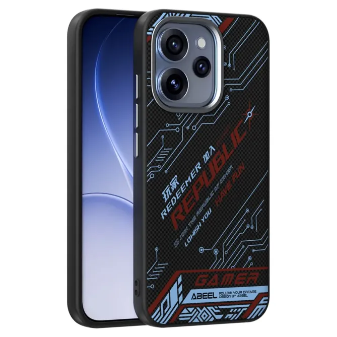 Coque OPPO Reno15 Pro Max 5G Design Circuit Bleu et Rouge