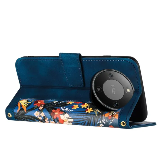 Housse Honor Magic 8 Lite / X9d 5G Fleurs Exotiques avec Dragonne