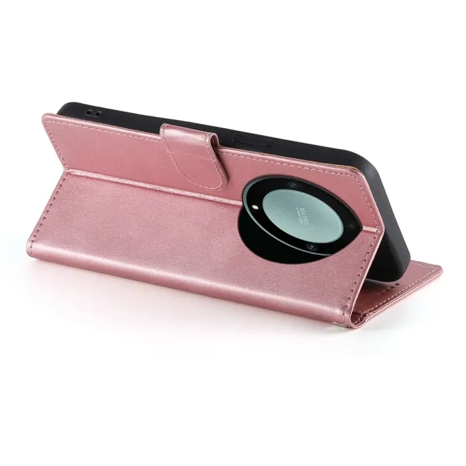 Housse Honor Magic 8 Lite portefeuille cuir avec dragonne