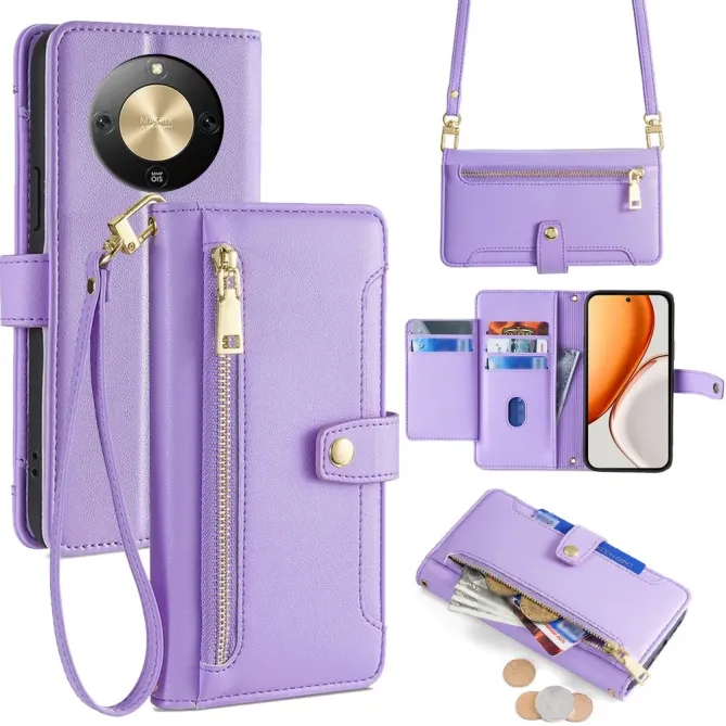 Housse Honor Magic 8 Lite / X9d 5G Portefeuille avec Lanière