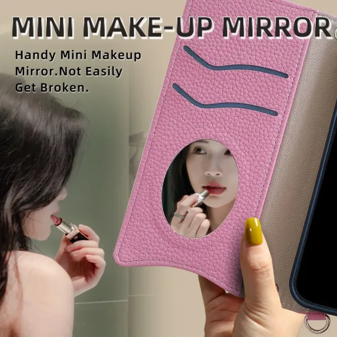 Housse Honor Magic 8 Lite / X9d 5G avec Miroir et Bandoulière Chaîne Z