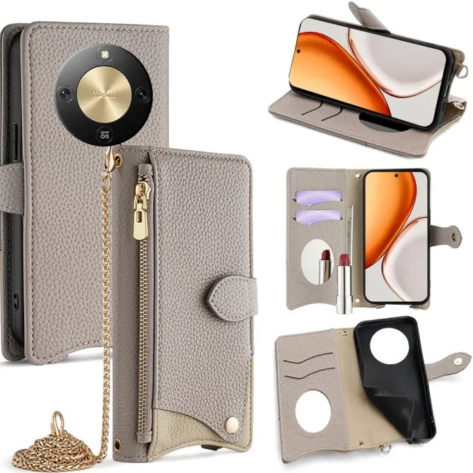 Housse Honor Magic 8 Lite / X9d 5G avec Miroir et Bandoulière Chaîne Z