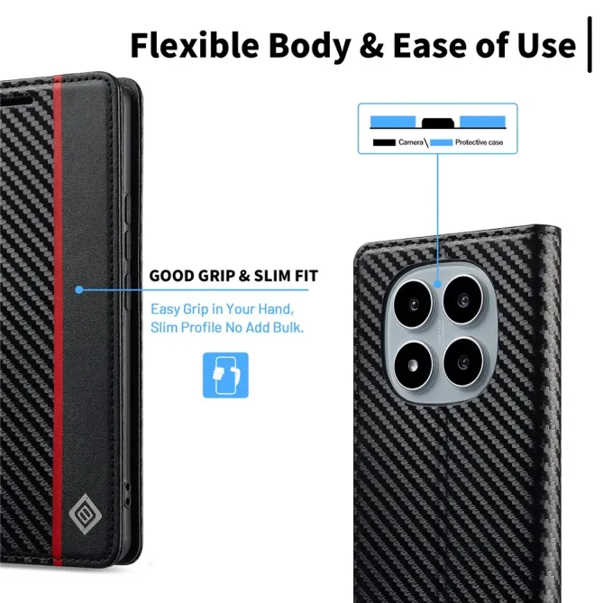 Flip cover Xiaomi Poco M8 5G / Redmi Note 15 5G / 15 4G fibre de carbo