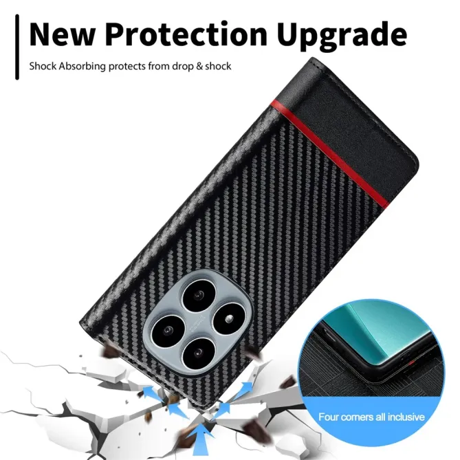 Flip cover Xiaomi Poco M8 5G / Redmi Note 15 5G / 15 4G fibre de carbo
