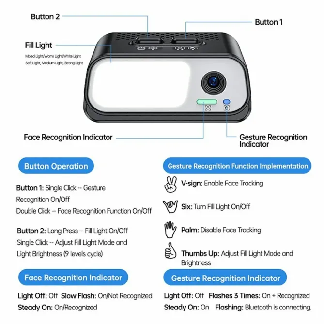 Stabilisateur smartphone Gimbal 3 axes Bluetooth trépied AI tracking n