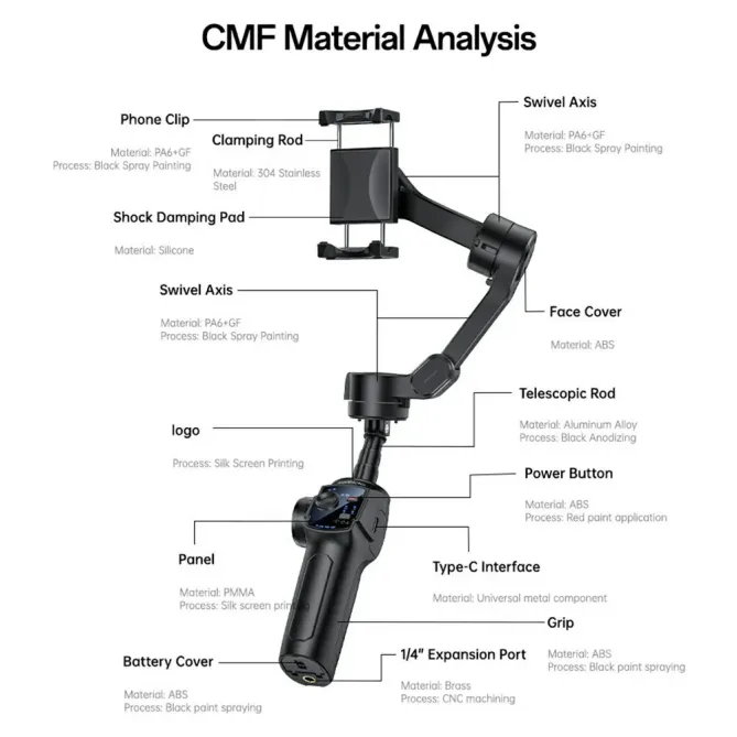 Stabilisateur smartphone Gimbal 3 axes Bluetooth trépied AI tracking n