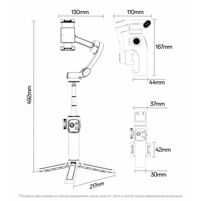 Stabilisateur smartphone Gimbal 3 axes Bluetooth trépied AI tracking n