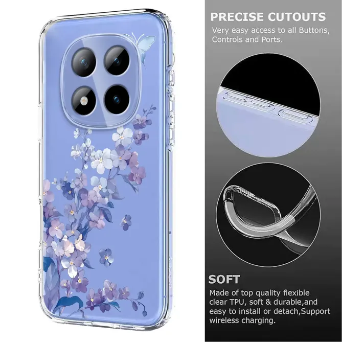 Coque Xiaomi Redmi Note 15 Pro 5G fleurs violettes papillon