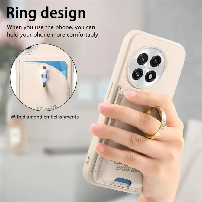 Coque OnePlus 13 Porte-Cartes Anneau Strass