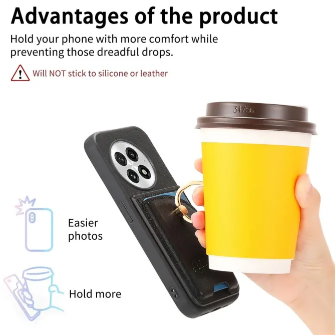 Coque OnePlus 13 Porte-Cartes Anneau Strass