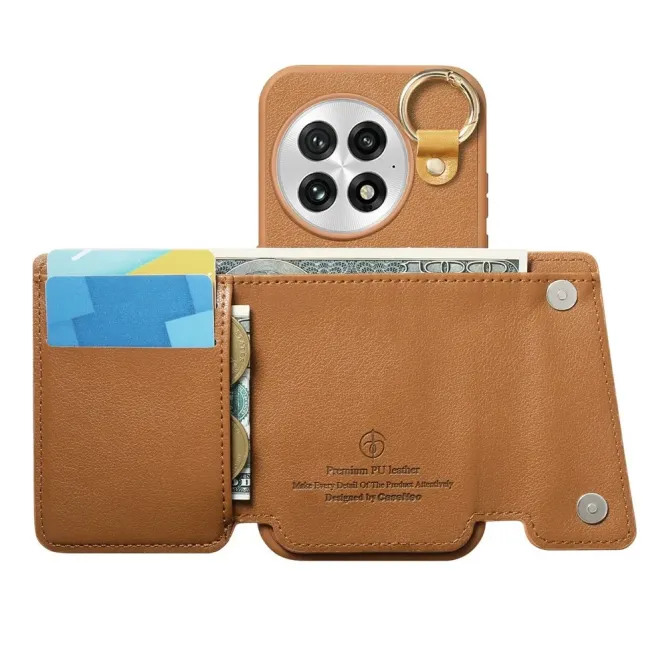 Coque OnePlus 13 Cuir Porte-Cartes Anneau D