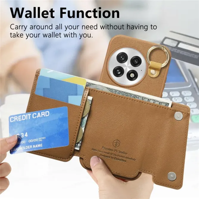 Coque OnePlus 13 Cuir Porte-Cartes Anneau D