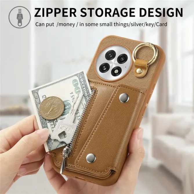 Coque OnePlus 13 Cuir Porte-Cartes Anneau D