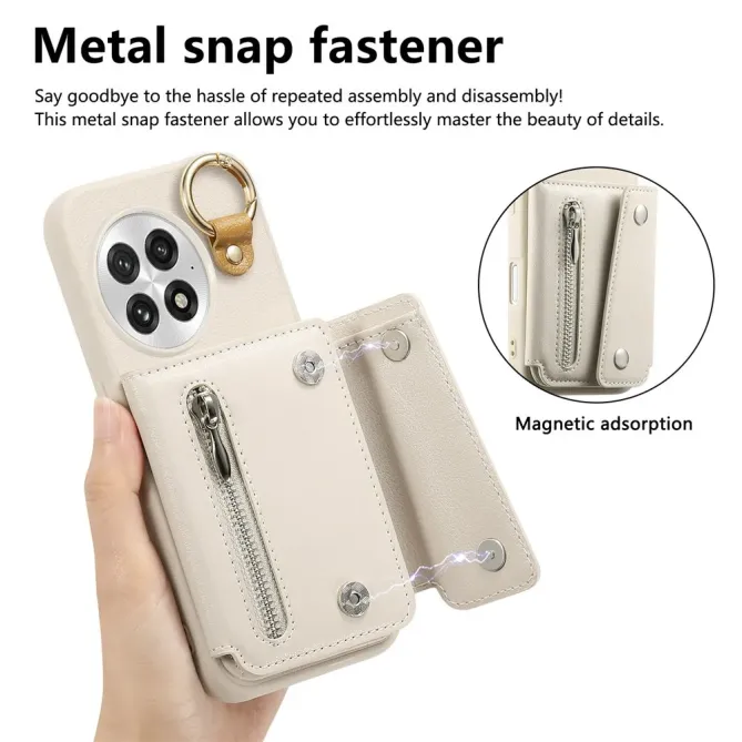 Coque OnePlus 13 Cuir Porte-Cartes Anneau D