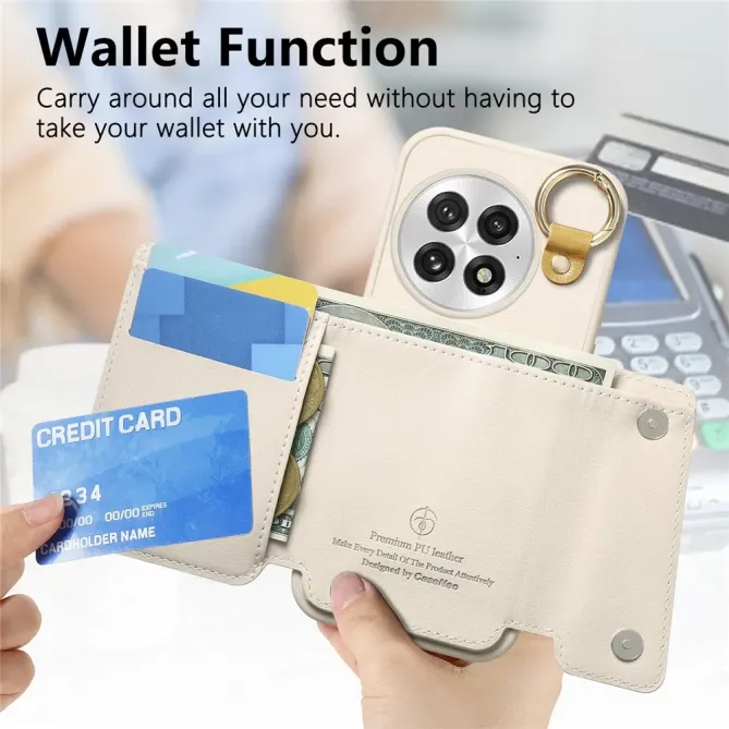 Coque OnePlus 13 Cuir Porte-Cartes Anneau D