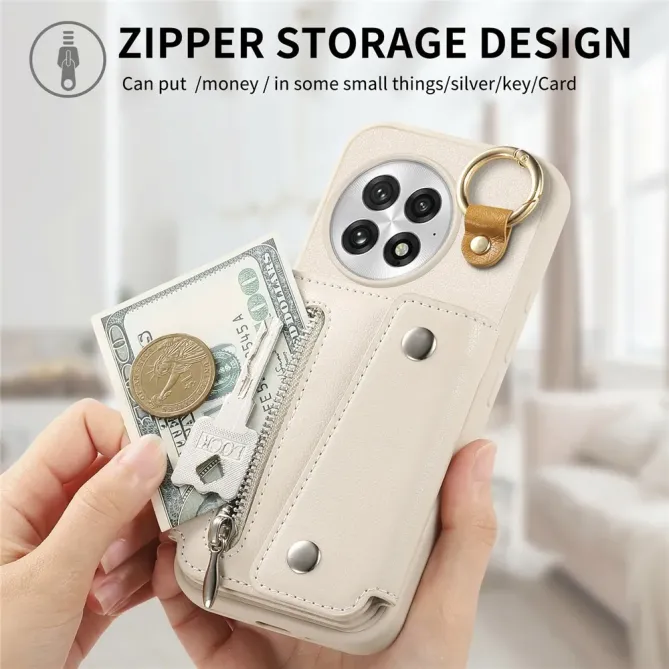 Coque OnePlus 13 Cuir Porte-Cartes Anneau D