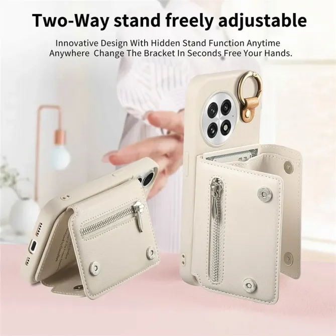 Coque OnePlus 13 Cuir Porte-Cartes Anneau D