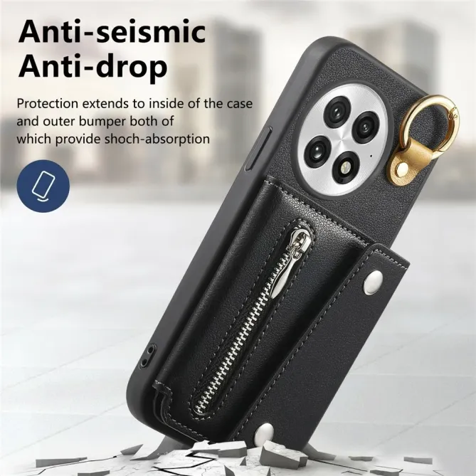 Coque OnePlus 13 Cuir Porte-Cartes Anneau D